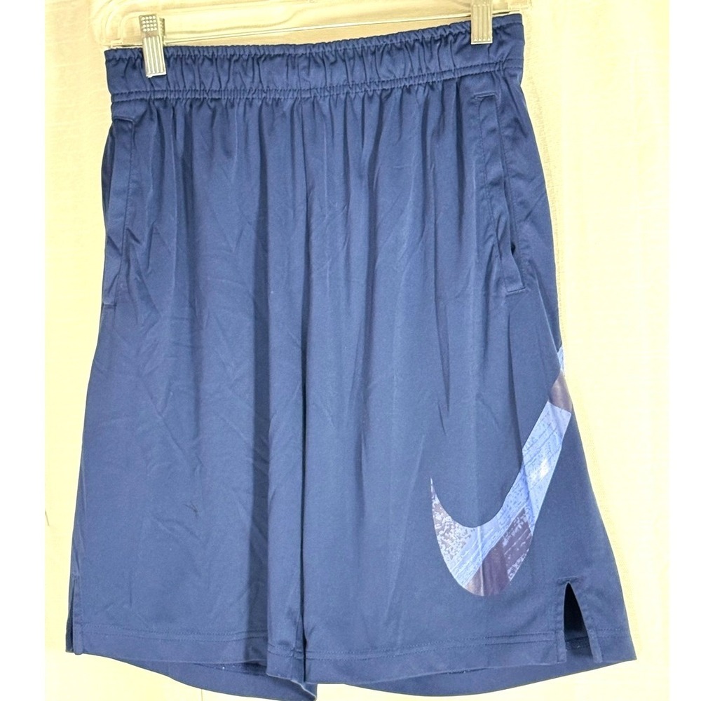 Nike Youth XL Navy Athletic Shorts with Printed Swoosh